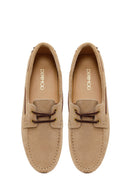 Woman Beige Suede Loafer | Derimod