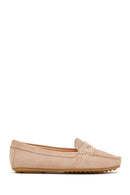 Woman Beige Suede Leather Loafer | Derimod