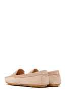 Woman Beige Suede Leather Loafer | Derimod