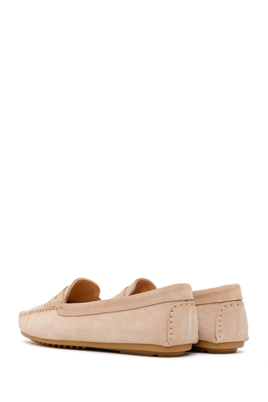 Woman Beige Suede Leather Loafer