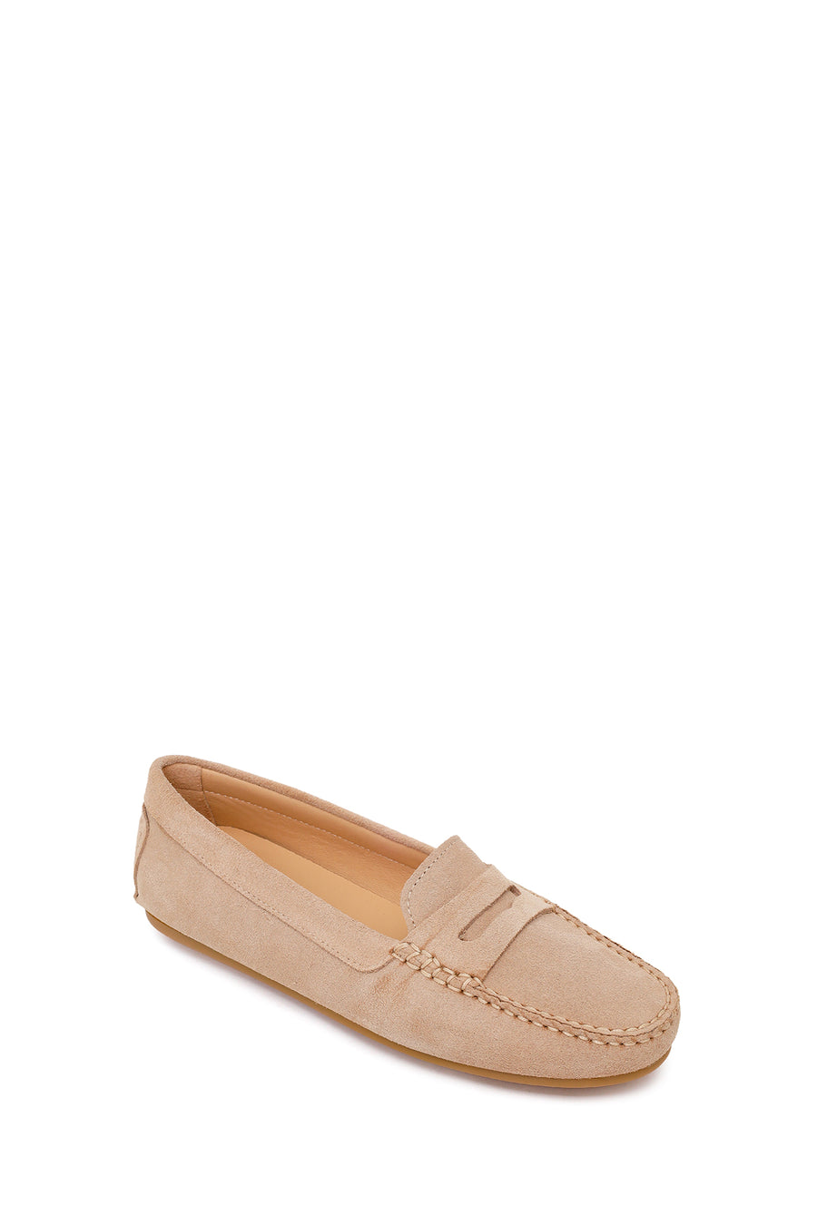 Woman Beige Suede Leather Loafer
