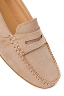 Woman Beige Suede Leather Loafer | Derimod