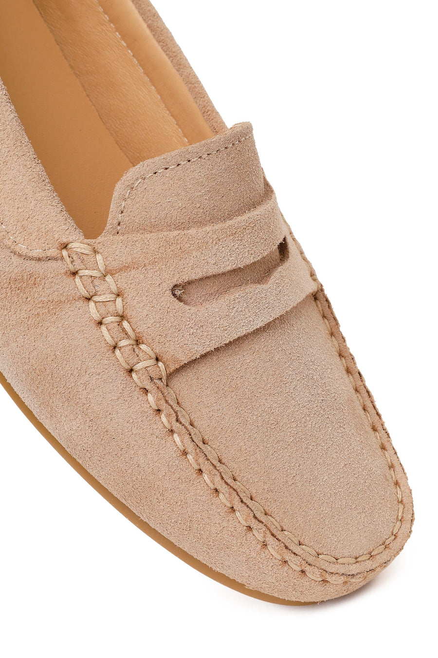 Woman Beige Suede Leather Loafer