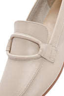 Women's Beige Leather Masculine Loafer | Derimod