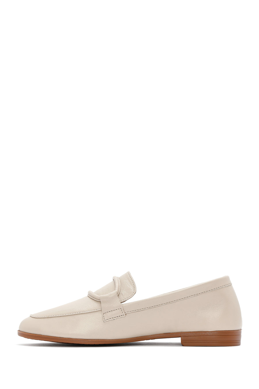 Women's Beige Leather Masculine Loafer