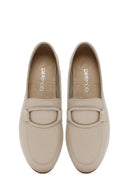 Women's Beige Leather Masculine Loafer | Derimod