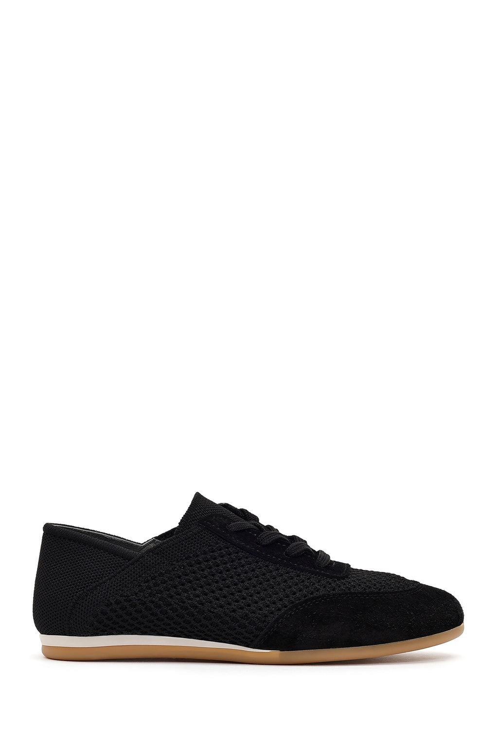 Kadın Siyah Bağcıklı Deri Sneaker