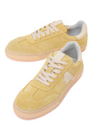 Woman Yellow Lace-up Suede Leather Sneaker | Derimod