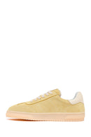 Woman Yellow Lace-up Suede Leather Sneaker | Derimod