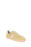 Woman Yellow Lace-up Suede Leather Sneaker | Derimod