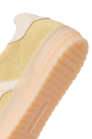Woman Yellow Lace-up Suede Leather Sneaker | Derimod