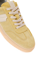 Woman Yellow Lace-up Suede Leather Sneaker | Derimod