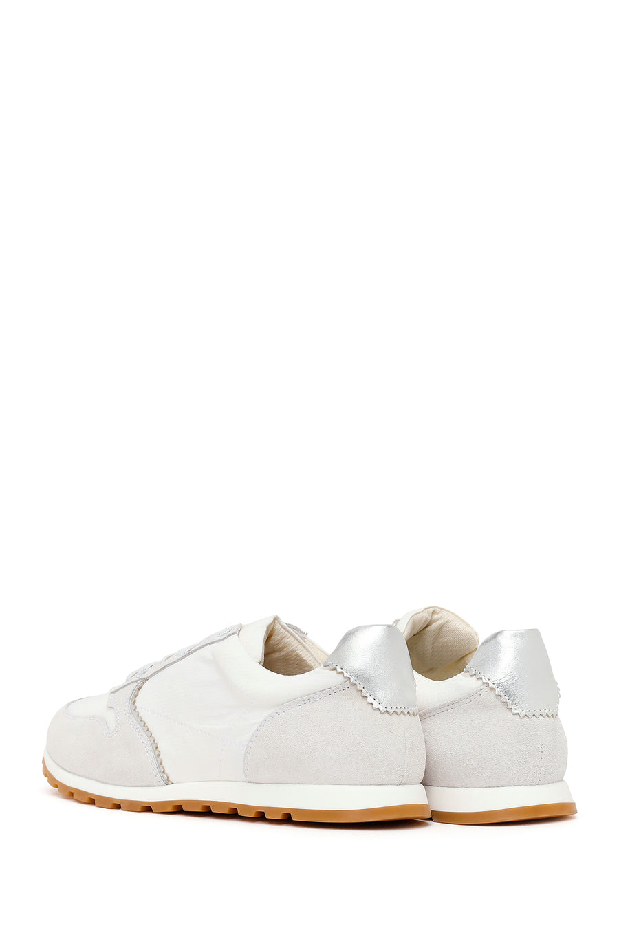 Woman White Lace-Up Leather Sneakers