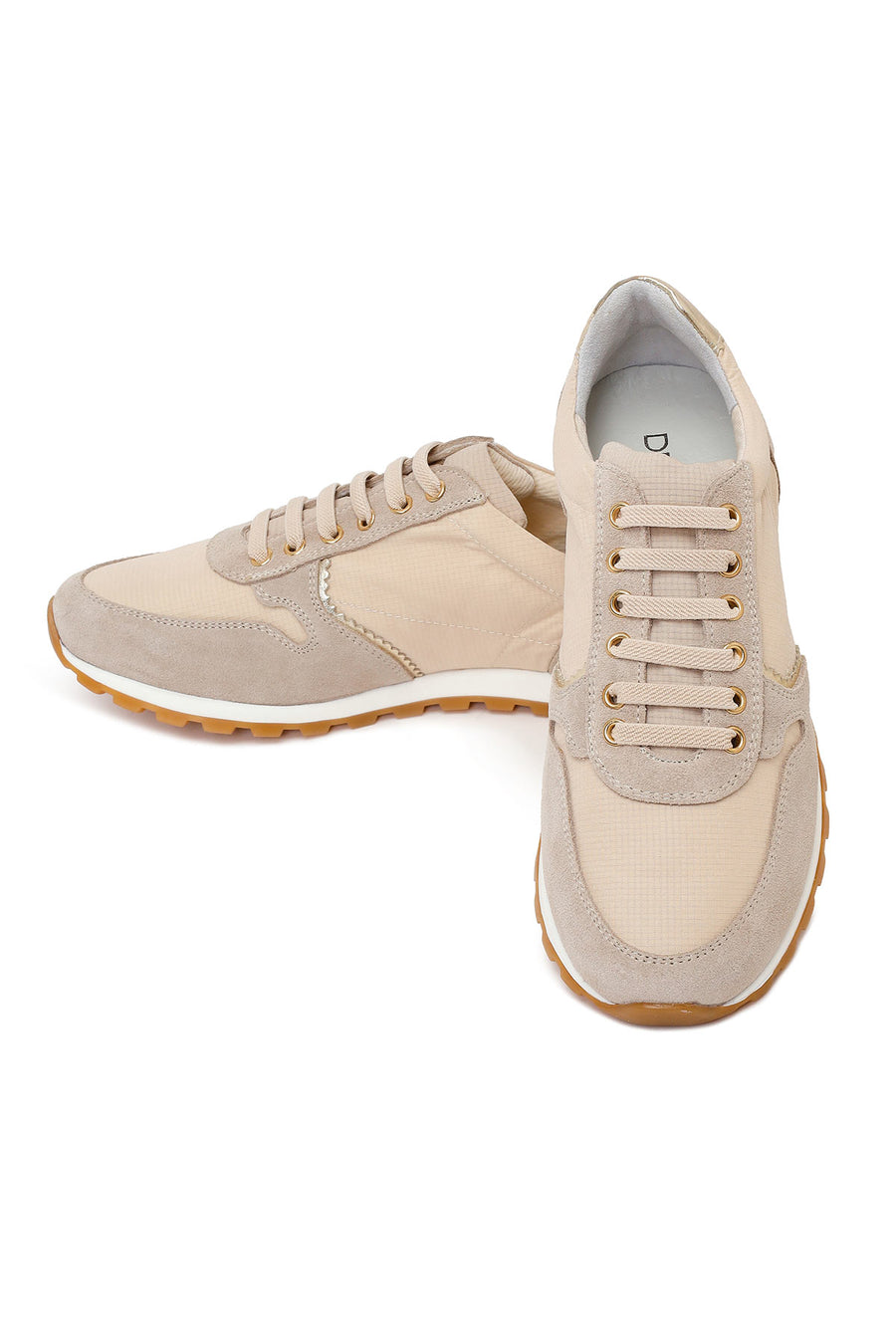 Kadın Bej Bağcıklı Deri Sneaker
