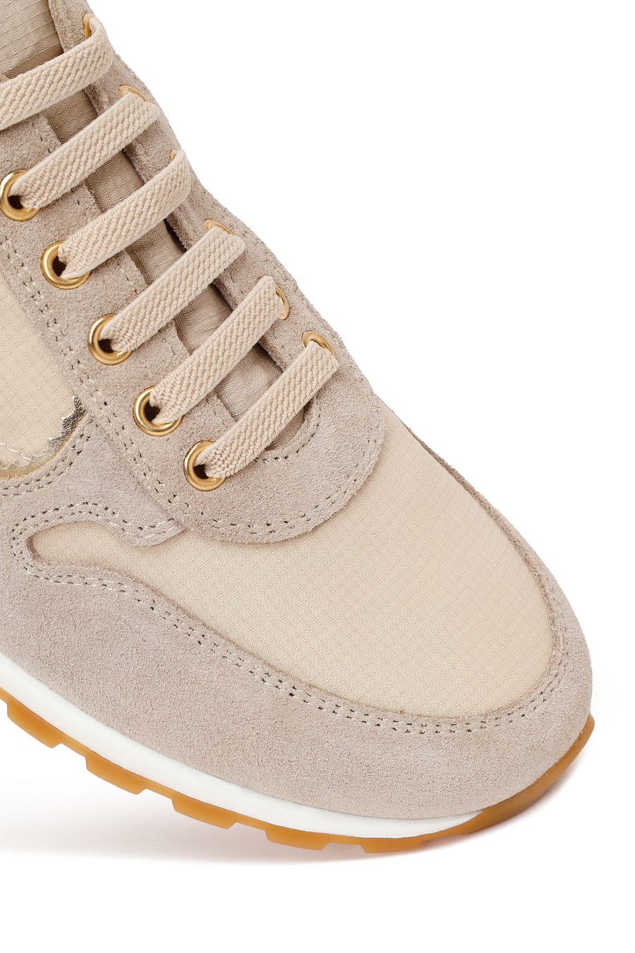 Kadın Bej Bağcıklı Deri Sneaker