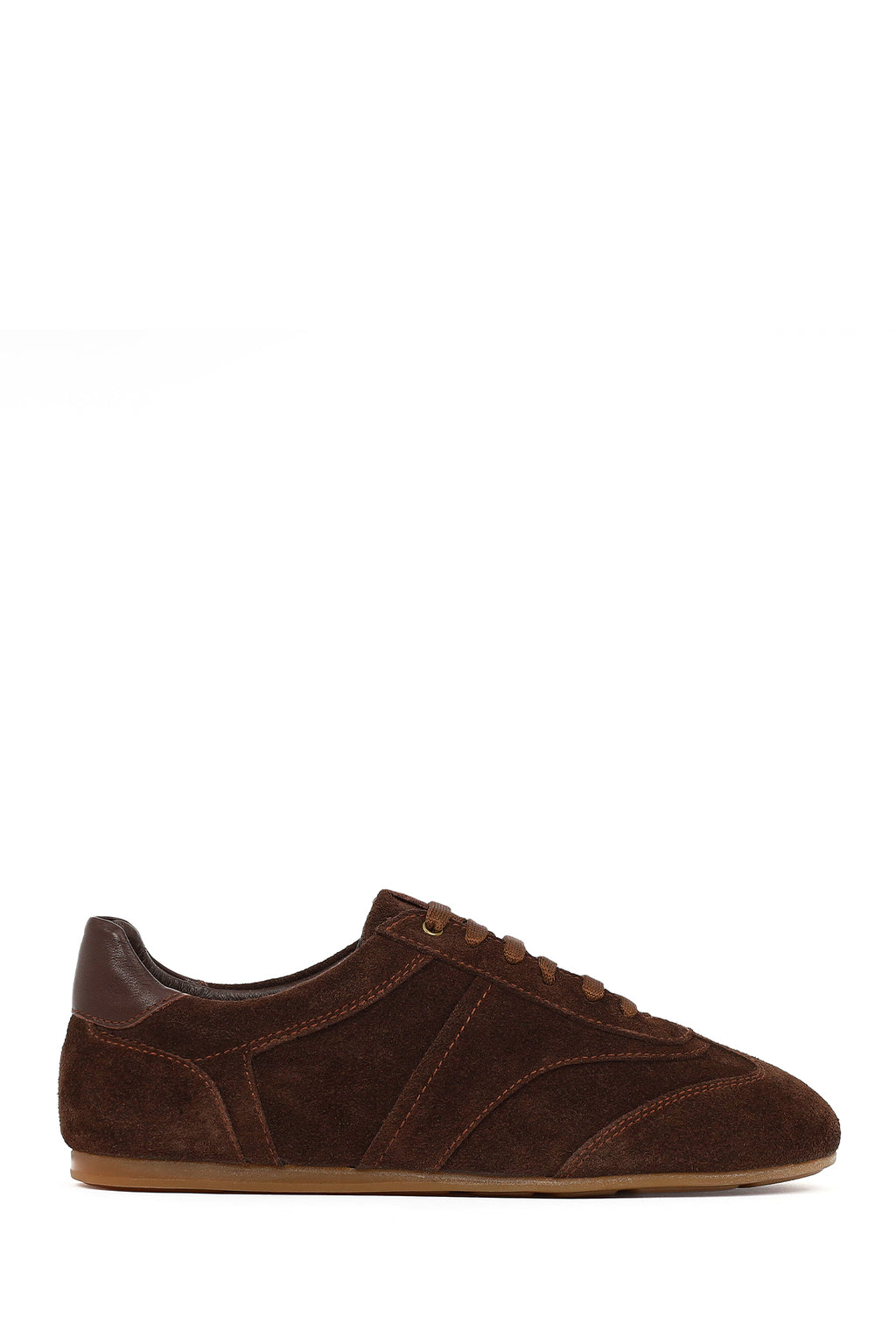 Kadın Taba Bağcıklı Süet Deri Sneaker