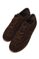 Woman Brown Lace-Up Suede Leather Sneakers | Derimod