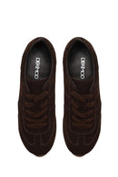 Woman Brown Lace-Up Suede Leather Sneakers | Derimod