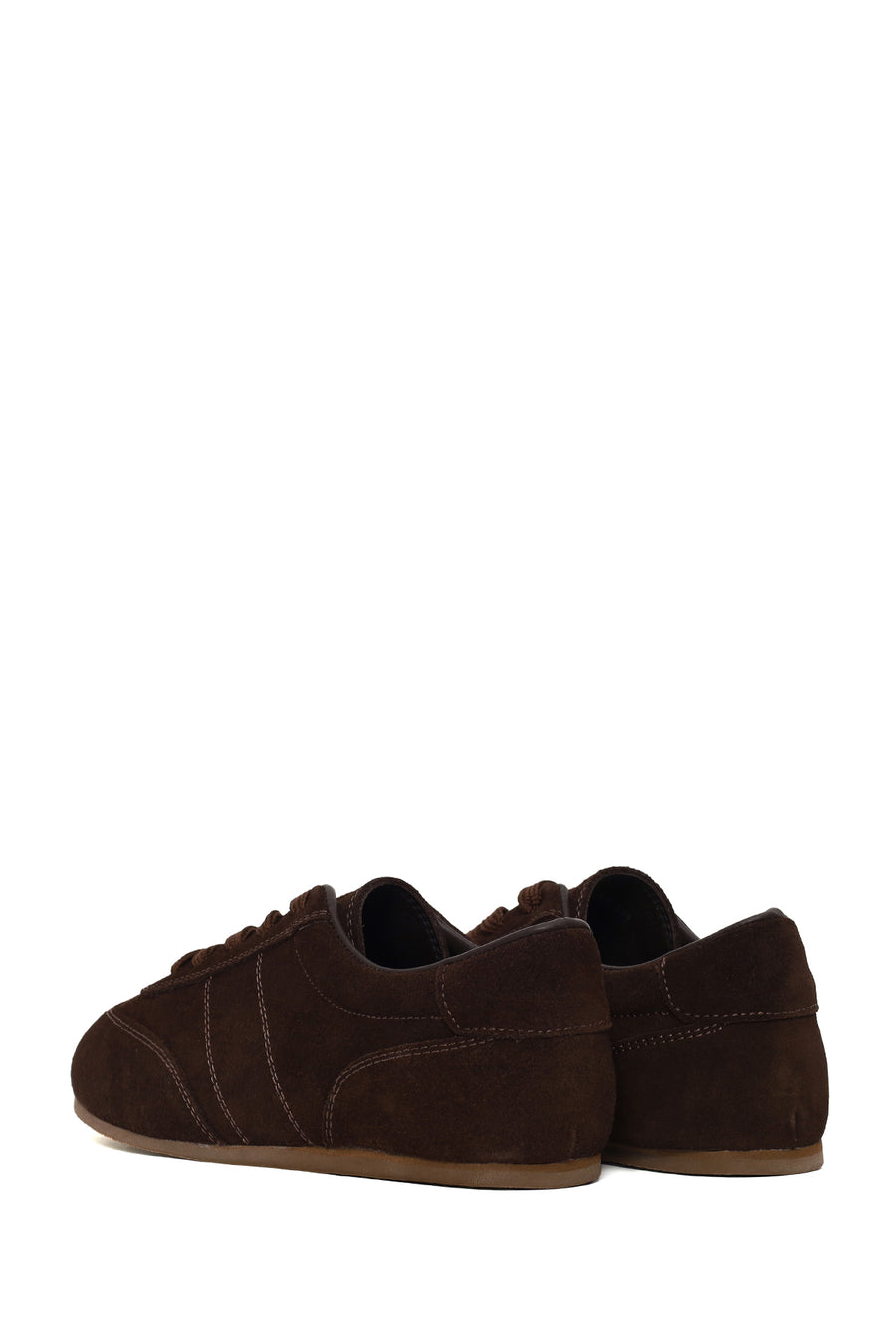 Woman Brown Lace-Up Suede Leather Sneakers