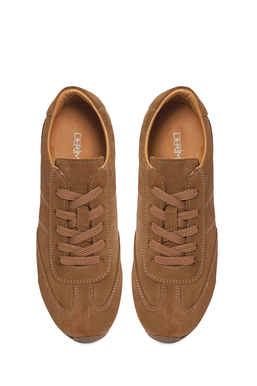 Kadın Taba Bağcıklı Süet Deri Sneaker