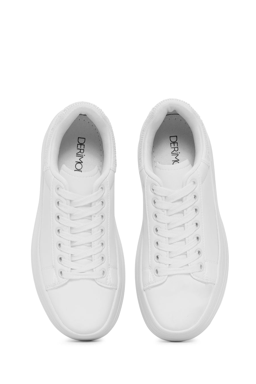 Kadın Beyaz Bağcıklı Kalın Tabanlı Sneaker
