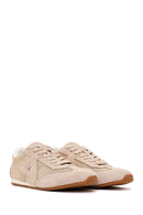 Women's Mink Lace-Up Suede Leather Sneakers | Derimod