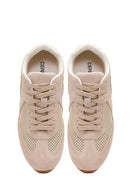 Women's Mink Lace-Up Suede Leather Sneakers | Derimod