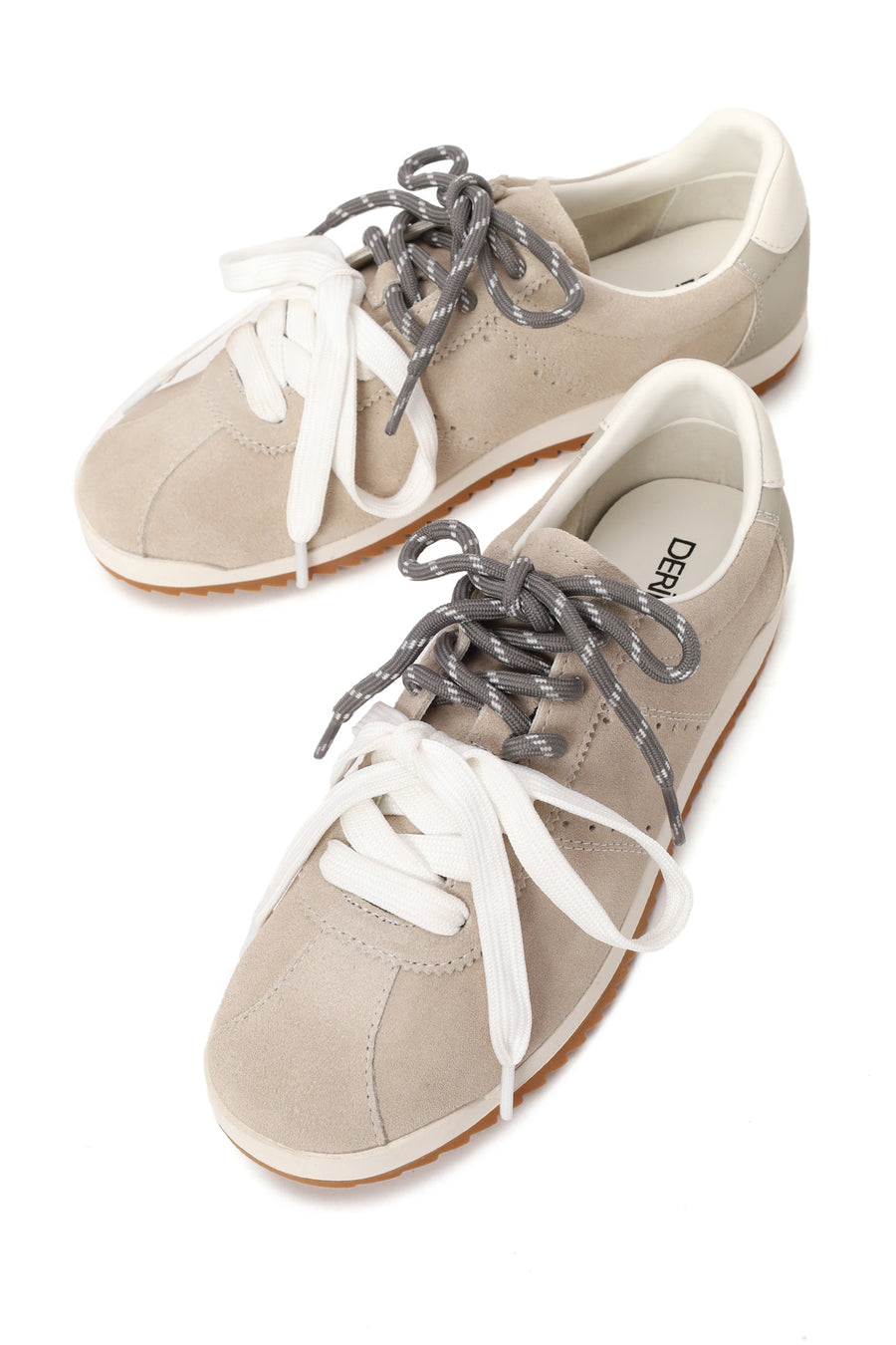 Kadın Açık Gri Bağcıklı Süet Deri Sneaker