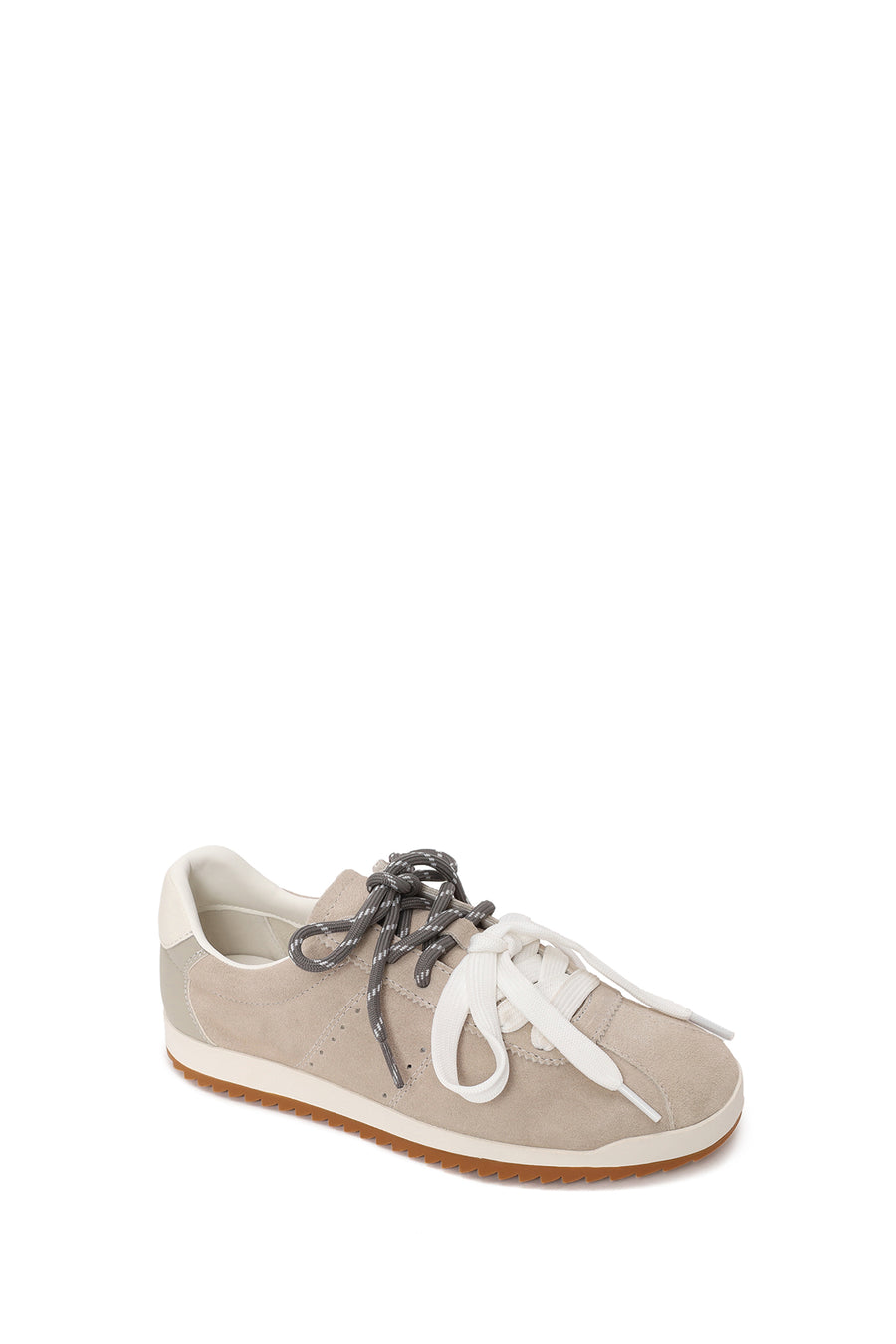 Kadın Açık Gri Bağcıklı Süet Deri Sneaker