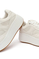 Woman White Lace-Up Chunky-Soled Sneakers | Derimod