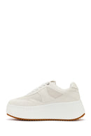 Woman White Lace-Up Chunky-Soled Sneakers | Derimod