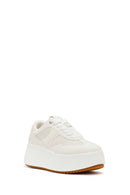 Woman White Lace-Up Chunky-Soled Sneakers | Derimod