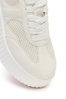 Woman White Lace-Up Chunky-Soled Sneakers | Derimod