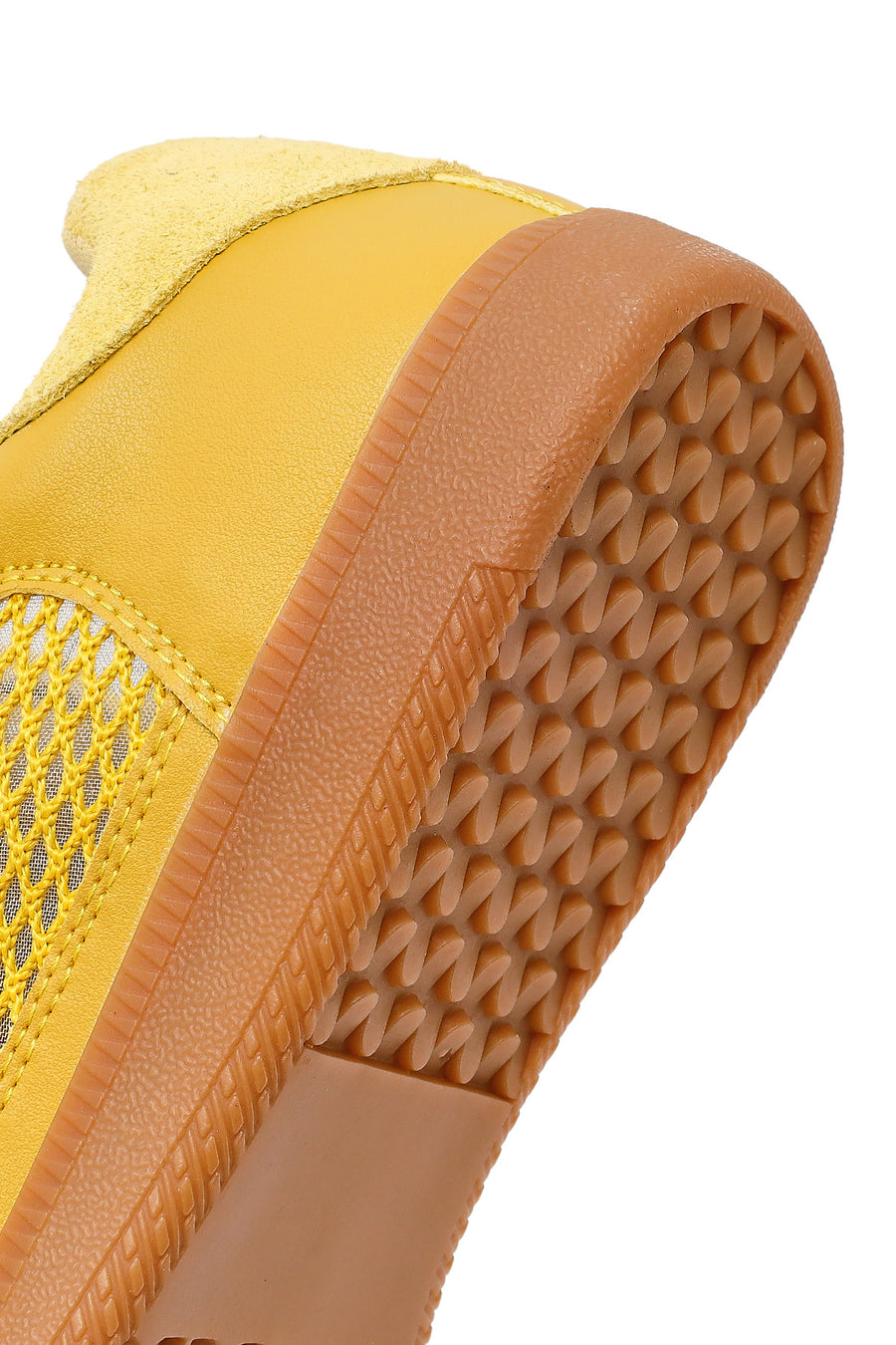 Women's Yellow Lace-Up Mesh Suede Leather Sneaker