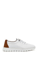 Women's White Lace-Up Leather Sneaker | Derimod
