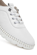 Women's White Lace-Up Leather Sneaker | Derimod