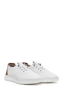 Women's White Lace-Up Leather Sneaker | Derimod
