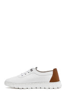 Women's White Lace-Up Leather Sneaker | Derimod