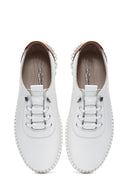 Women's White Lace-Up Leather Sneaker | Derimod