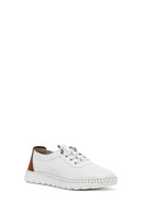 Women's White Lace-Up Leather Sneaker | Derimod