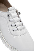 Women's White Lace-Up Leather Sneaker | Derimod