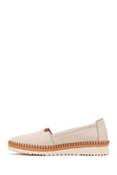 Women's Cream Thick-Sole Leather Comfort Shoes | Derimod