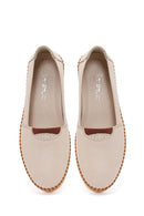 Women's Cream Thick-Sole Leather Comfort Shoes | Derimod