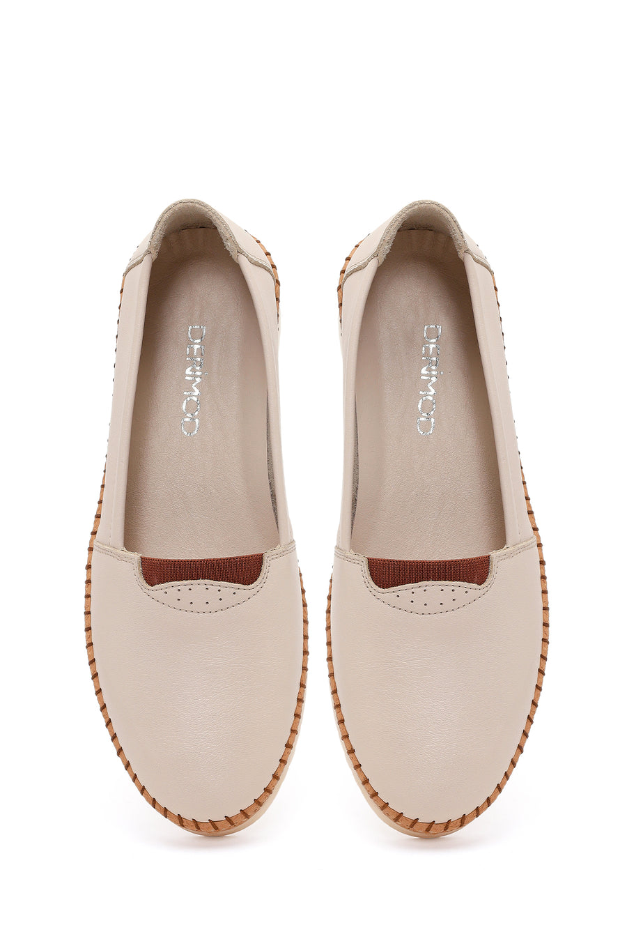 Women's Cream Thick-Sole Leather Comfort Shoes