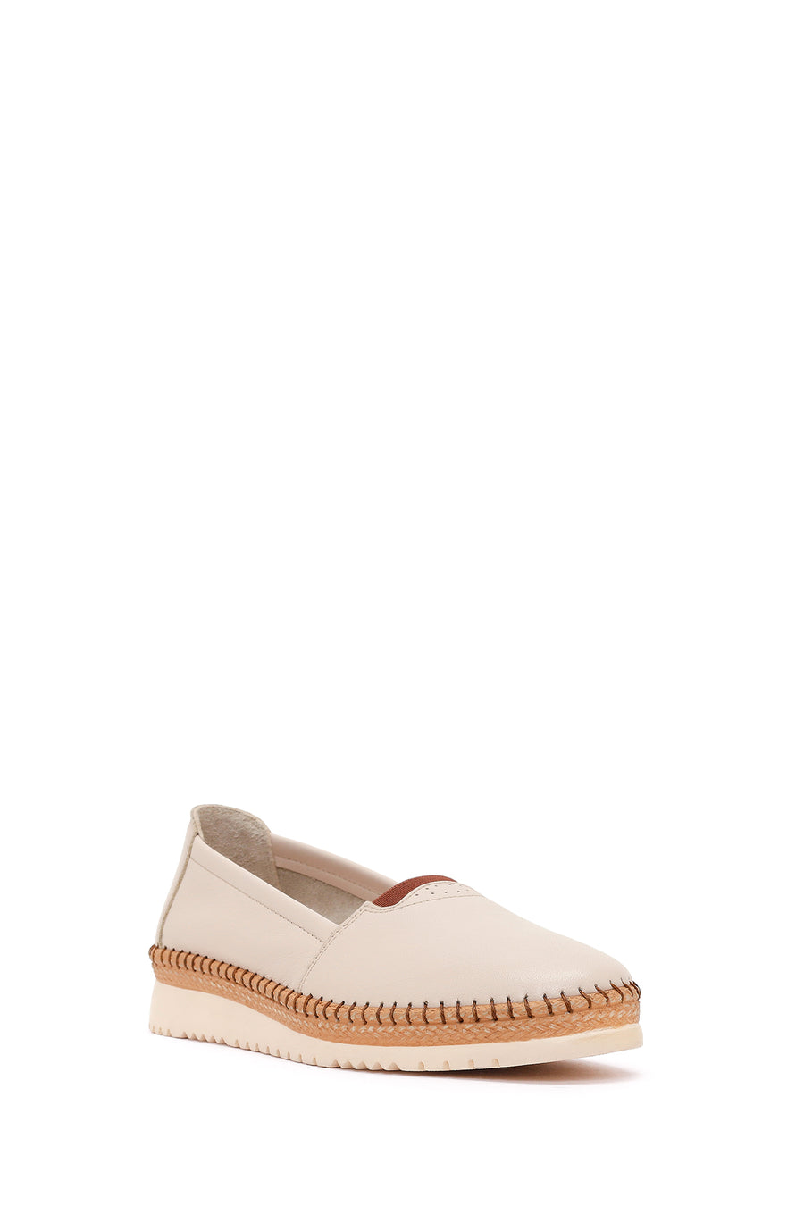Women's Cream Thick-Sole Leather Comfort Shoes