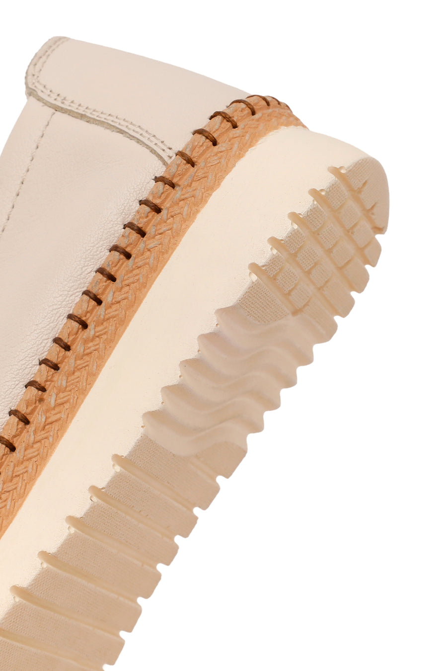 Women's Cream Thick-Sole Leather Comfort Shoes
