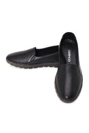 Woman Black Leather Comfort Shoes | Derimod