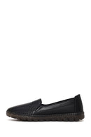 Woman Black Leather Comfort Shoes | Derimod