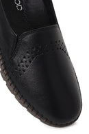 Woman Black Leather Comfort Shoes | Derimod