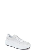 Kadın Beyaz Bağcıklı Kalın Tabanlı Deri Sneaker | Derimod